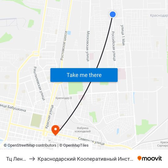 Тц Лента to Краснодарский Кооперативный Институт map