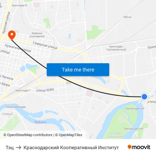 Тэц to Краснодарский Кооперативный Институт map