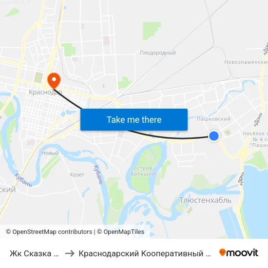 Жк Сказка Град to Краснодарский Кооперативный Институт map