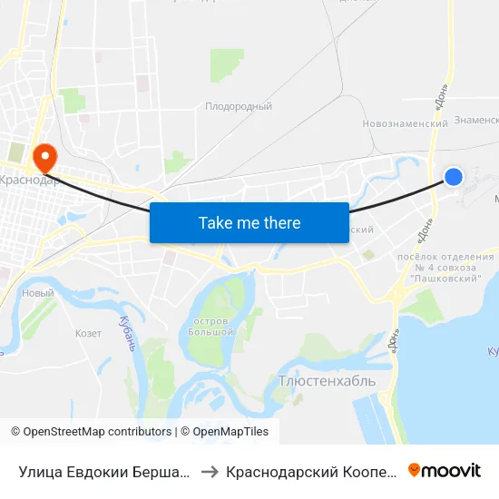Улица Евдокии Бершанской, 351 Корпус 1 to Краснодарский Кооперативный Институт map