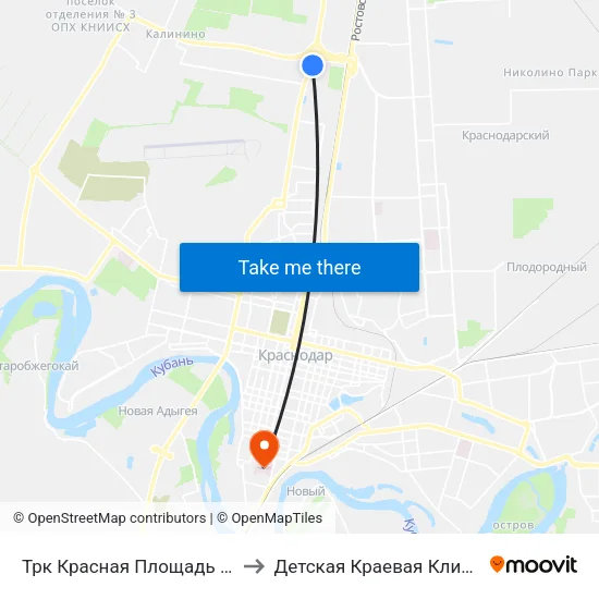 Трк Красная Площадь (Ул. Дзержинского) to Детская Краевая Клиническая Больница map