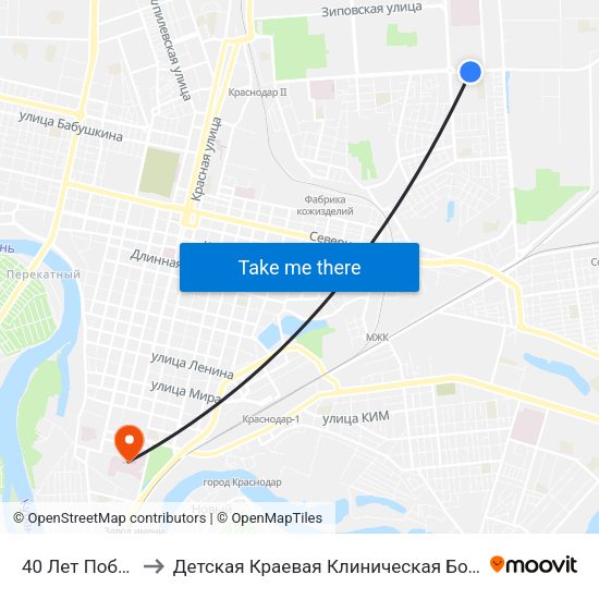 40 Лет Победы to Детская Краевая Клиническая Больница map