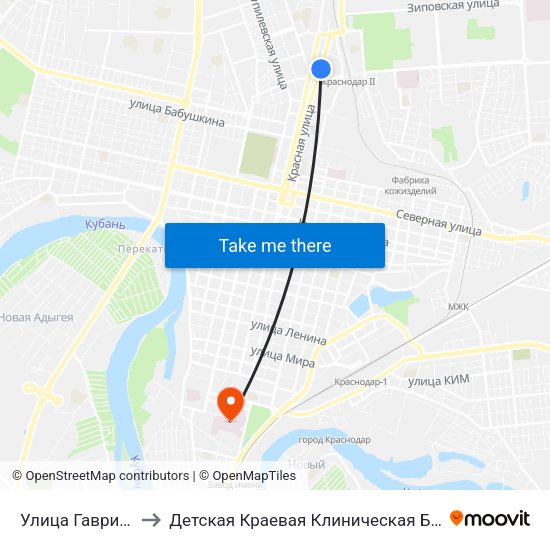 Улица Гаврилова to Детская Краевая Клиническая Больница map