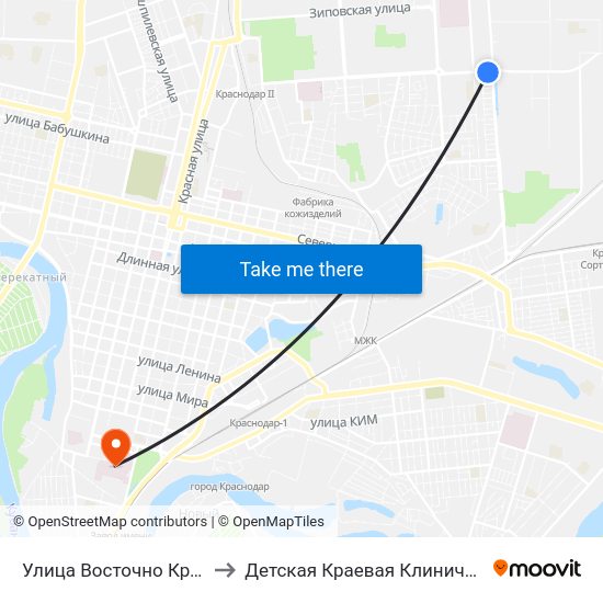 Улица Восточно Кругликовская to Детская Краевая Клиническая Больница map