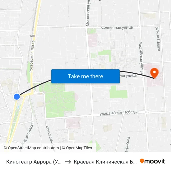 Кинотеатр Аврора (Ул. Красная) to Краевая Клиническая Больница №1 map
