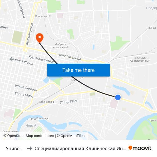 Университет to Специализированная Клиническая Инфекционная Больница map