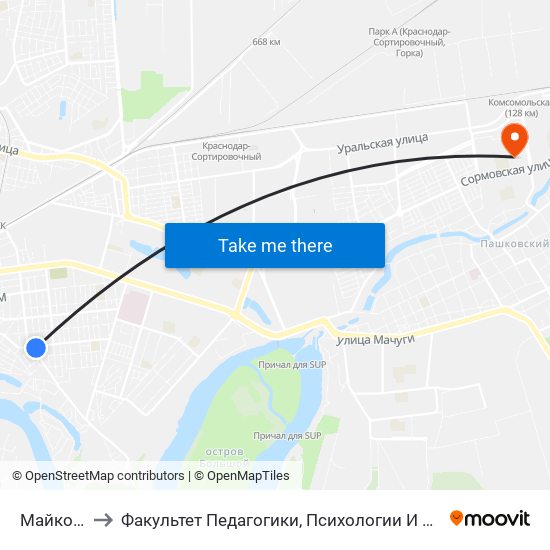 Майкопская to Факультет Педагогики, Психологии И Коммуникативистики map