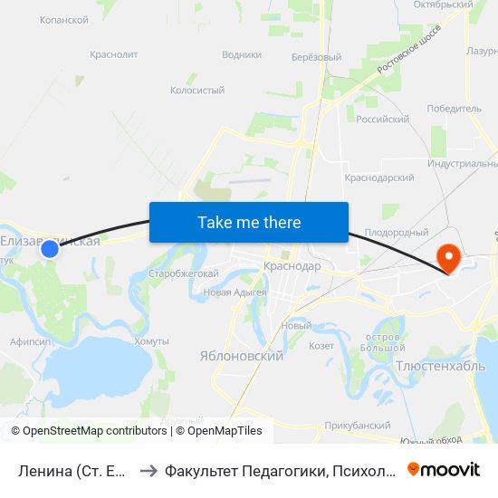 Ленина (Ст. Елизаветинская) to Факультет Педагогики, Психологии И Коммуникативистики map