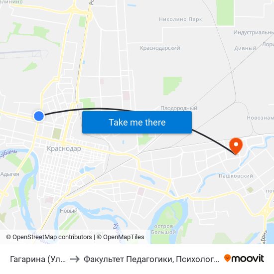 Гагарина (Ул. Тургенева) to Факультет Педагогики, Психологии И Коммуникативистики map