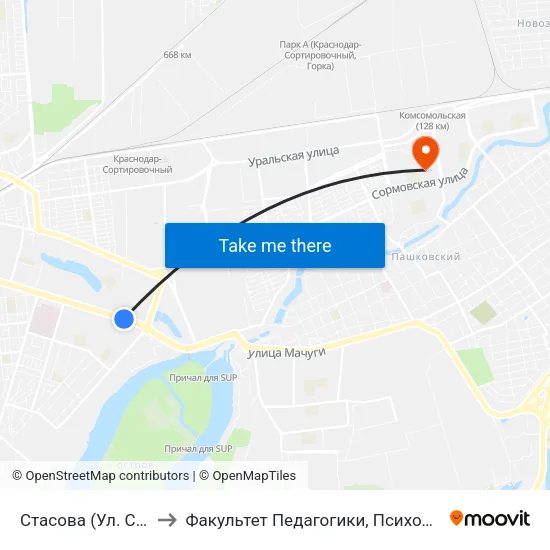 Стасова (Ул. Ставропольская) to Факультет Педагогики, Психологии И Коммуникативистики map