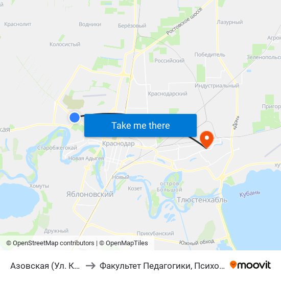 Азовская (Ул. Красных Партизан) to Факультет Педагогики, Психологии И Коммуникативистики map