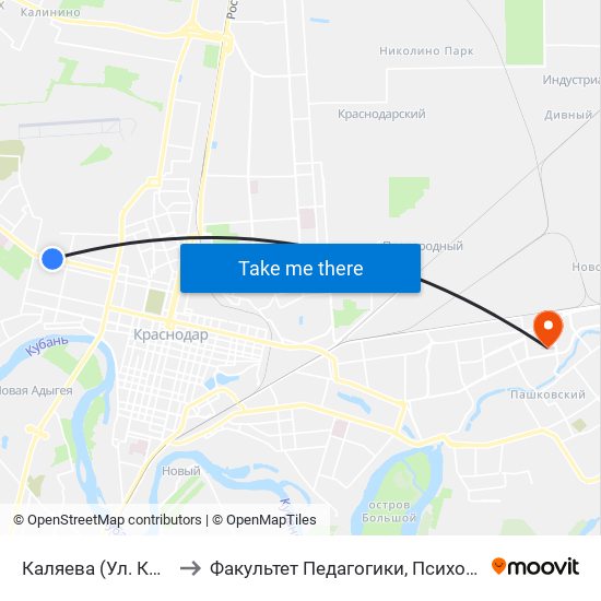 Каляева (Ул. Красных Партизан) to Факультет Педагогики, Психологии И Коммуникативистики map