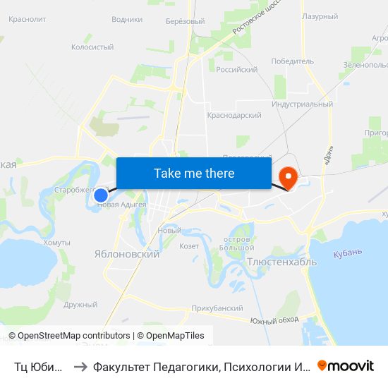 Тц Юбилейный to Факультет Педагогики, Психологии И Коммуникативистики map