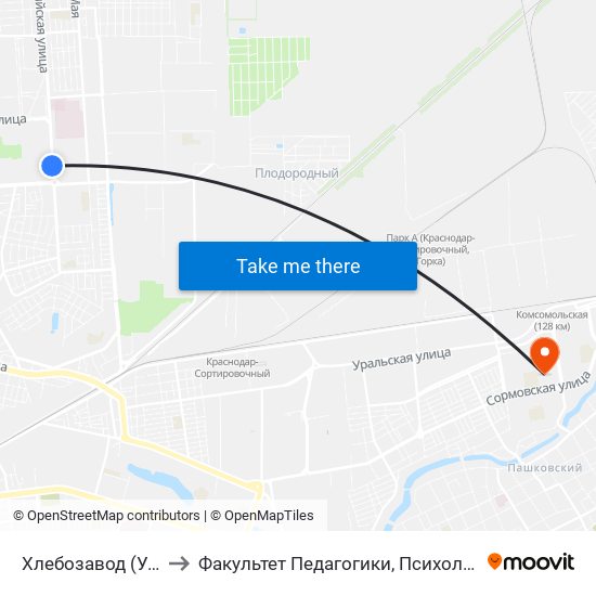 Хлебозавод (Ул. Российская) to Факультет Педагогики, Психологии И Коммуникативистики map
