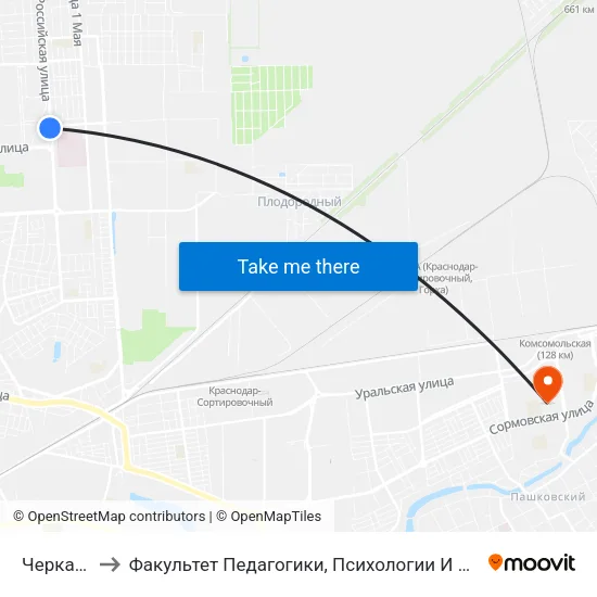 Черкасская to Факультет Педагогики, Психологии И Коммуникативистики map