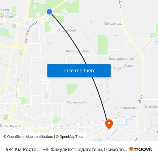 9-Й Км Ростовского Шоссе to Факультет Педагогики, Психологии И Коммуникативистики map