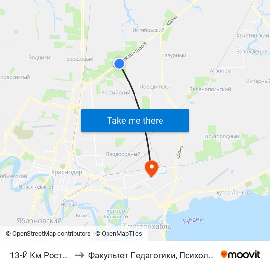 13-Й Км Ростовского Шоссе to Факультет Педагогики, Психологии И Коммуникативистики map