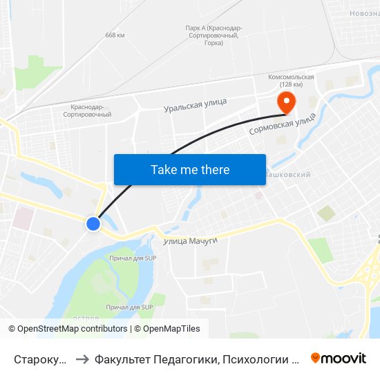 Старокубанская to Факультет Педагогики, Психологии И Коммуникативистики map