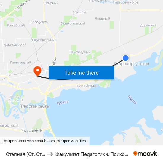Степная (Ст. Старокорсунская) to Факультет Педагогики, Психологии И Коммуникативистики map
