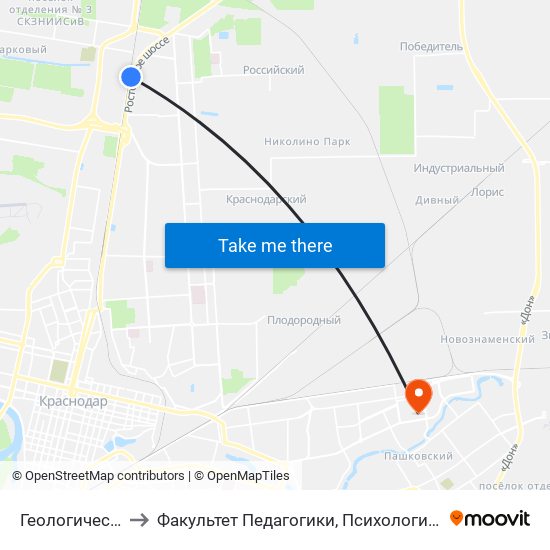 Геологическая Улица to Факультет Педагогики, Психологии И Коммуникативистики map