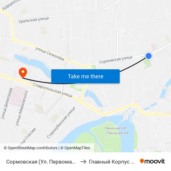 Сормовская (Ул. Первомайская) to Главный Корпус Кубгу map