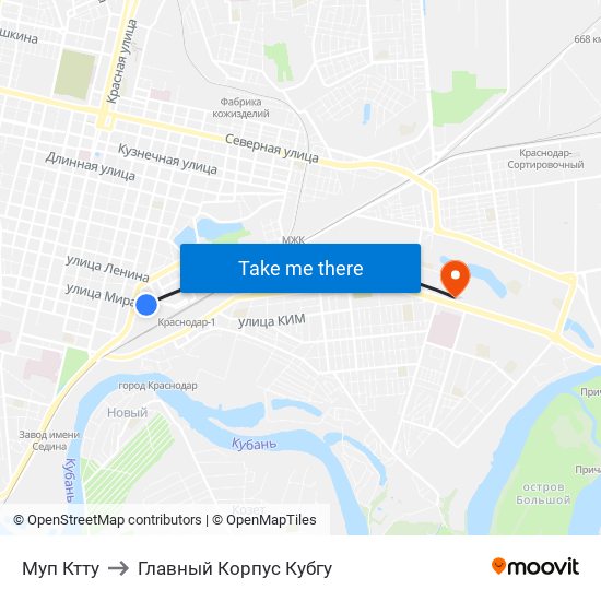 Муп Ктту to Главный Корпус Кубгу map