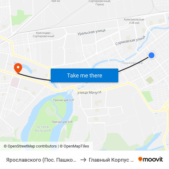 Ярославского (Пос. Пашковский) to Главный Корпус Кубгу map