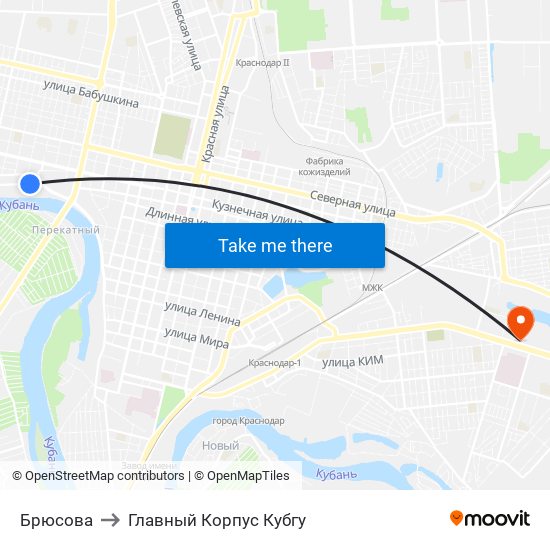 Брюсова to Главный Корпус Кубгу map