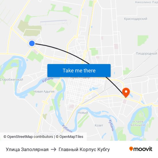 Улица Заполярная to Главный Корпус Кубгу map