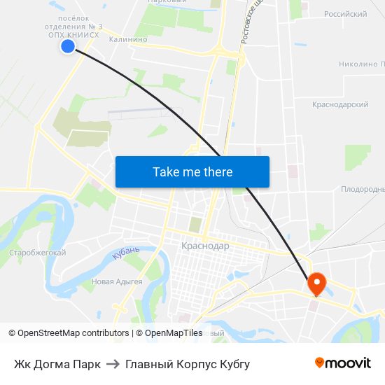 Жк Догма Парк to Главный Корпус Кубгу map