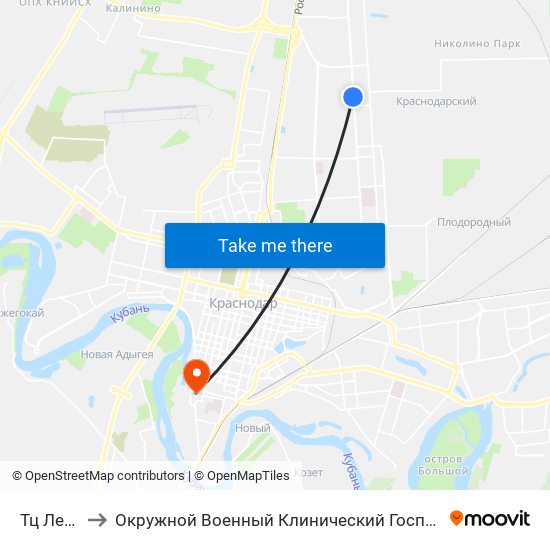 Тц Лента to Окружной Военный Клинический Госпиталь №2 map