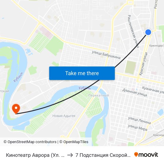 Кинотеатр Аврора (Ул. Красная) to 7 Подстанция Скорой Помощи map