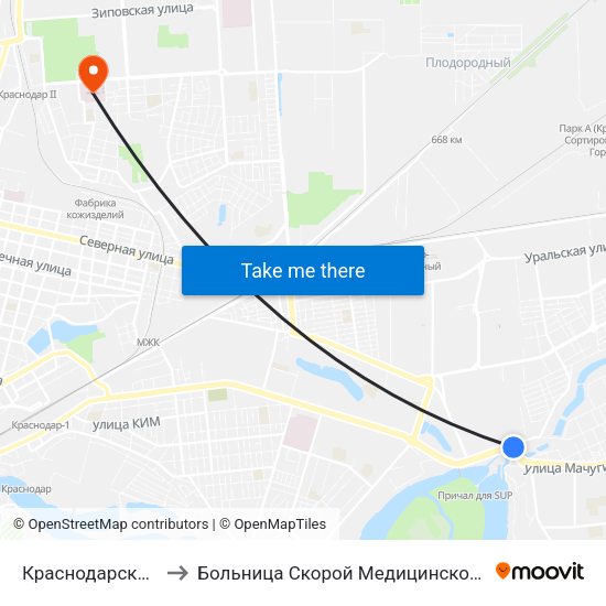 Краснодарская Тэц to Больница Скорой Медицинской Помощи map