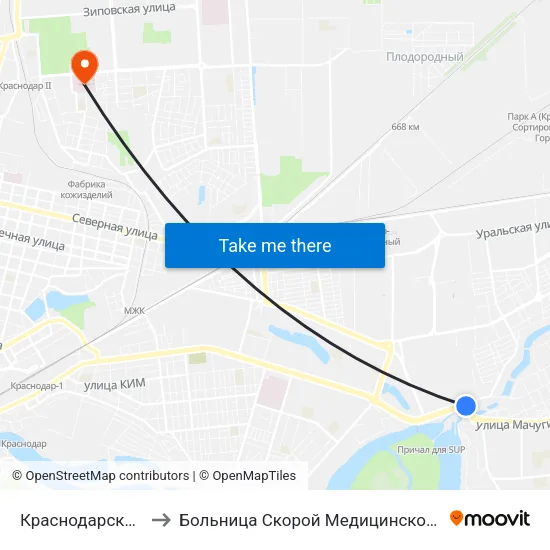 Краснодарская Тэц to Больница Скорой Медицинской Помощи map