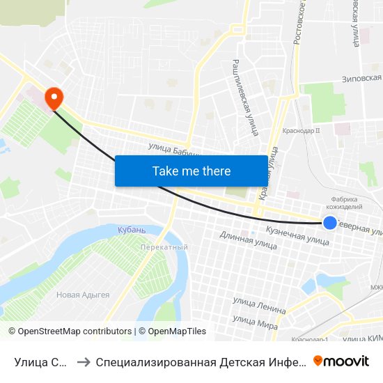 Улица Садовая to Специализированная Детская Инфекционная больница map