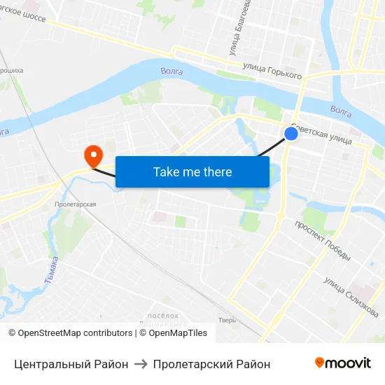 Центральный Район to Пролетарский Район map