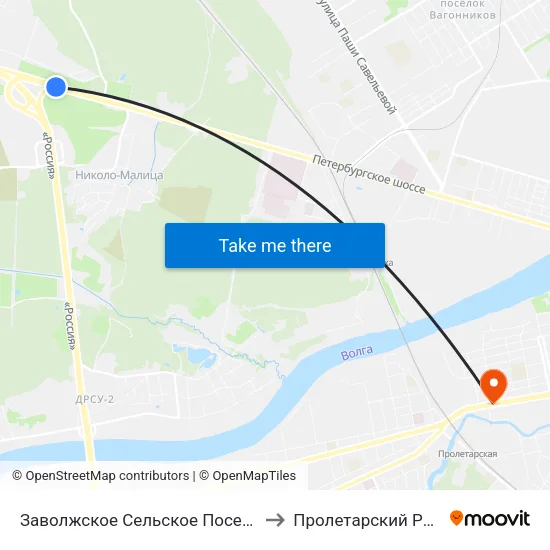 Заволжское Сельское Поселение to Пролетарский Район map