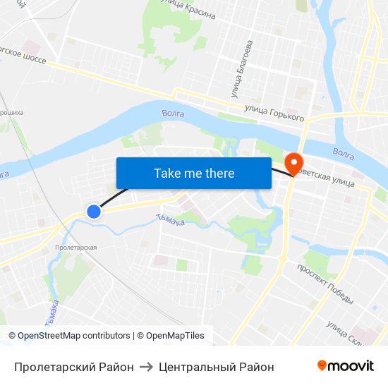 Пролетарский Район to Центральный Район map