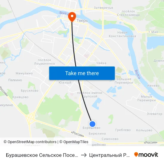 Бурашевское Сельское Поселение to Центральный Район map