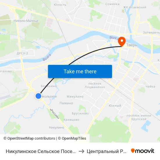 Никулинское Сельское Поселение to Центральный Район map