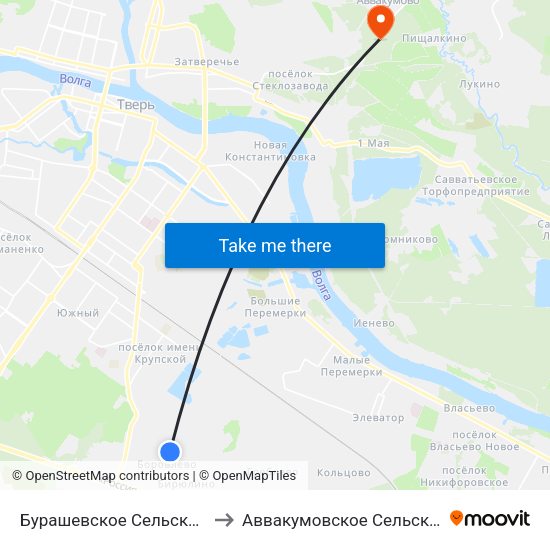 Бурашевское Сельское Поселение to Аввакумовское Сельское Поселение map