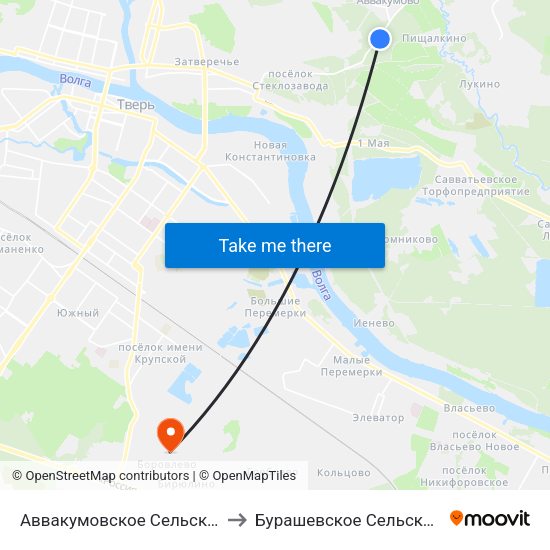 Аввакумовское Сельское Поселение to Бурашевское Сельское Поселение map