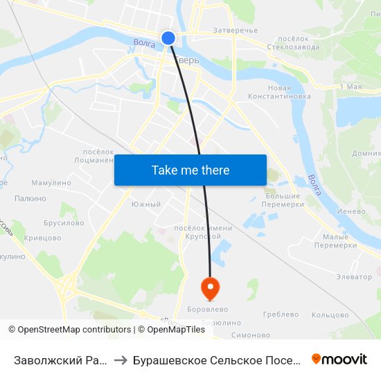 Заволжский Район to Бурашевское Сельское Поселение map