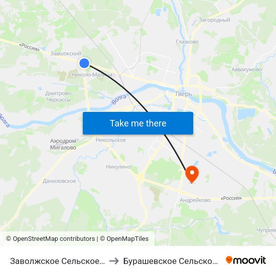 Заволжское Сельское Поселение to Бурашевское Сельское Поселение map