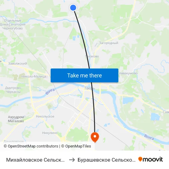 Михайловское Сельское Поселение to Бурашевское Сельское Поселение map