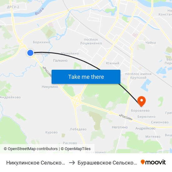 Никулинское Сельское Поселение to Бурашевское Сельское Поселение map