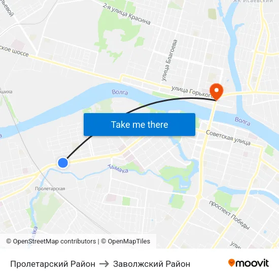 Пролетарский Район to Заволжский Район map