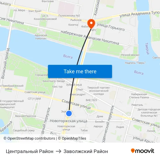 Центральный Район to Заволжский Район map