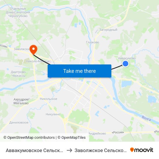Аввакумовское Сельское Поселение to Заволжское Сельское Поселение map