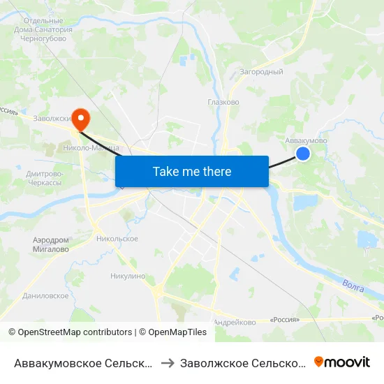 Аввакумовское Сельское Поселение to Заволжское Сельское Поселение map